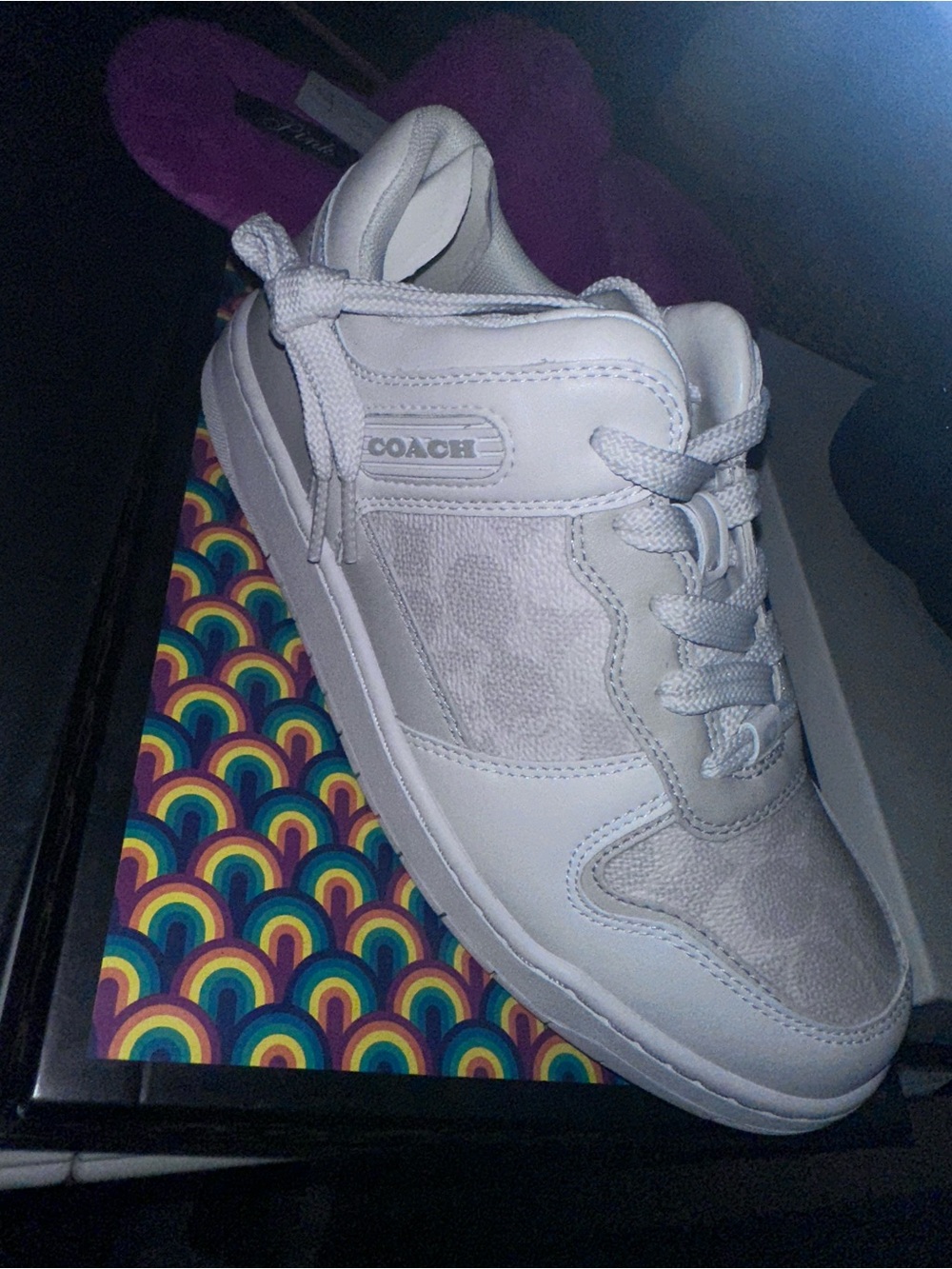 Coach White Leather and Suede Low-Top Sneaker